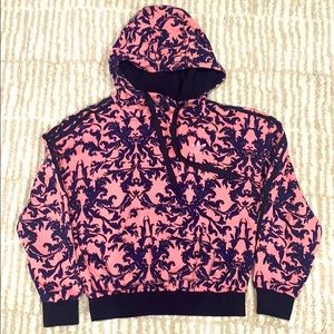 Adidas pink hoodie with print flower pattern
